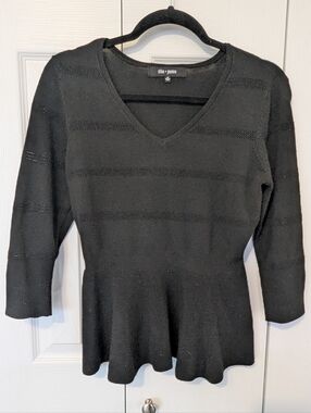 Chloe + Jasmine Peplum Knit Sweater, Size Medium Black